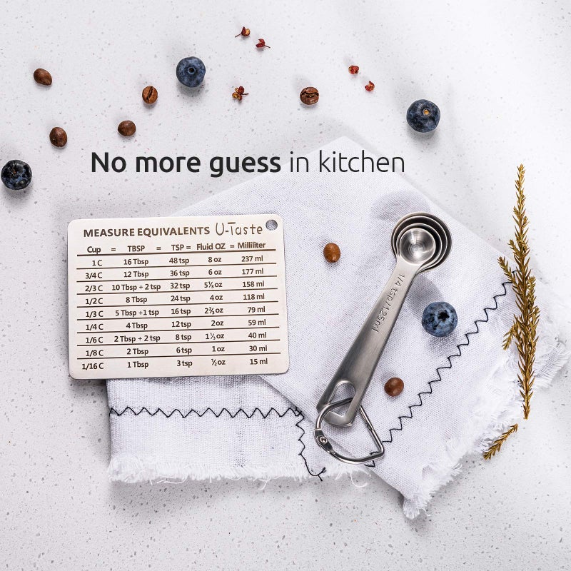 U-Taste Professional Measurement Conversion Chart Refrigerator Magnet in 18/8 Stainless Steel, Conversions for Cups, Tablespoons, Teaspoons, Fluid Oz and Milliliters - Image 2